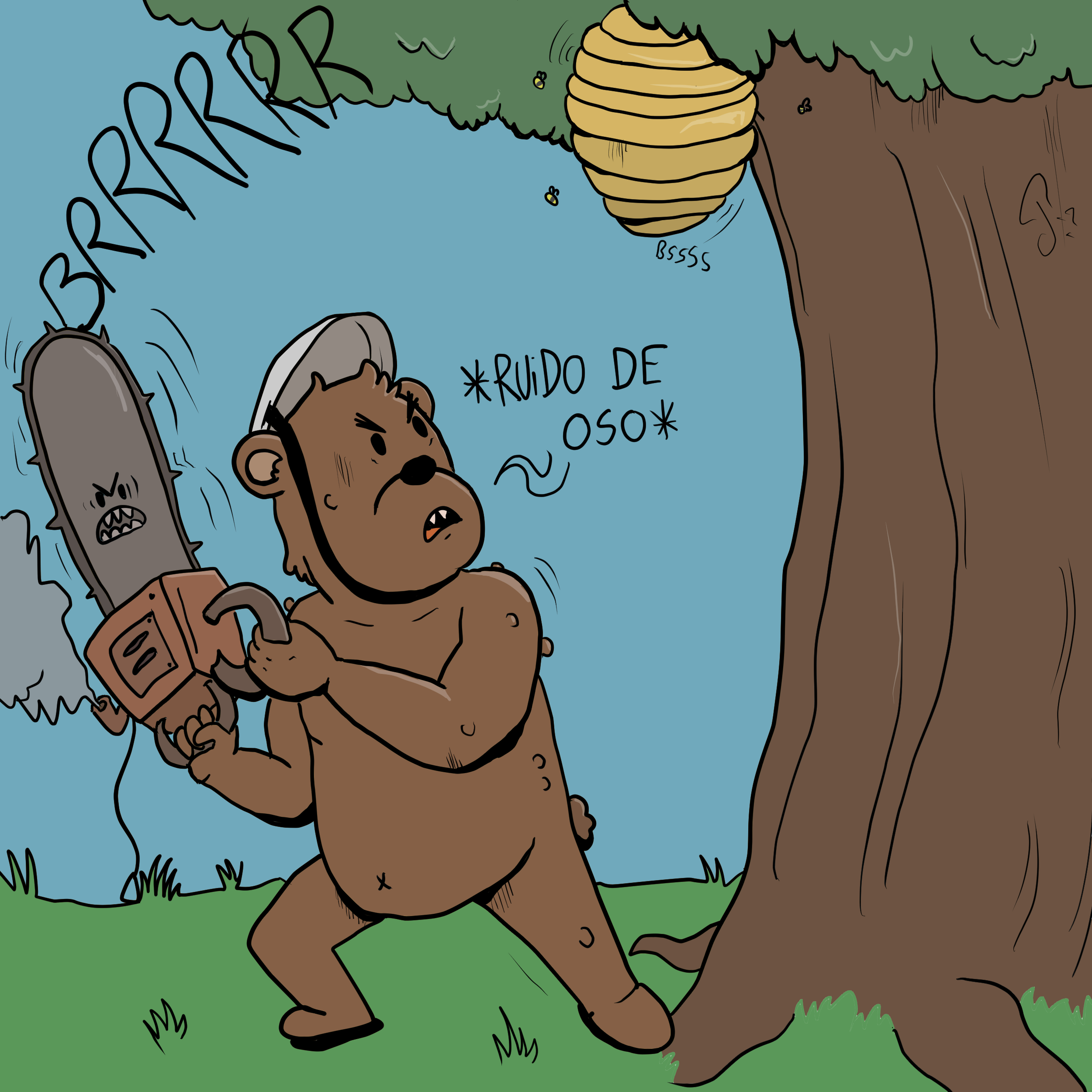 oso talando arbol